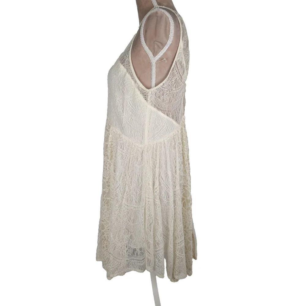 NWT Free People Don’t You Dare Lace Dress Ivory Neutral Combo Sz S Bachelorette - Picture 2 of 11